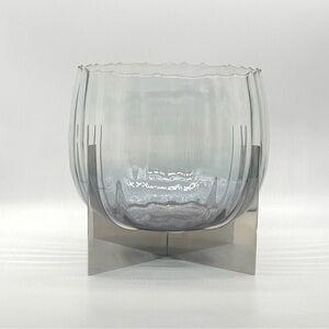 Modern Glass Vase with Silver Chrome Base